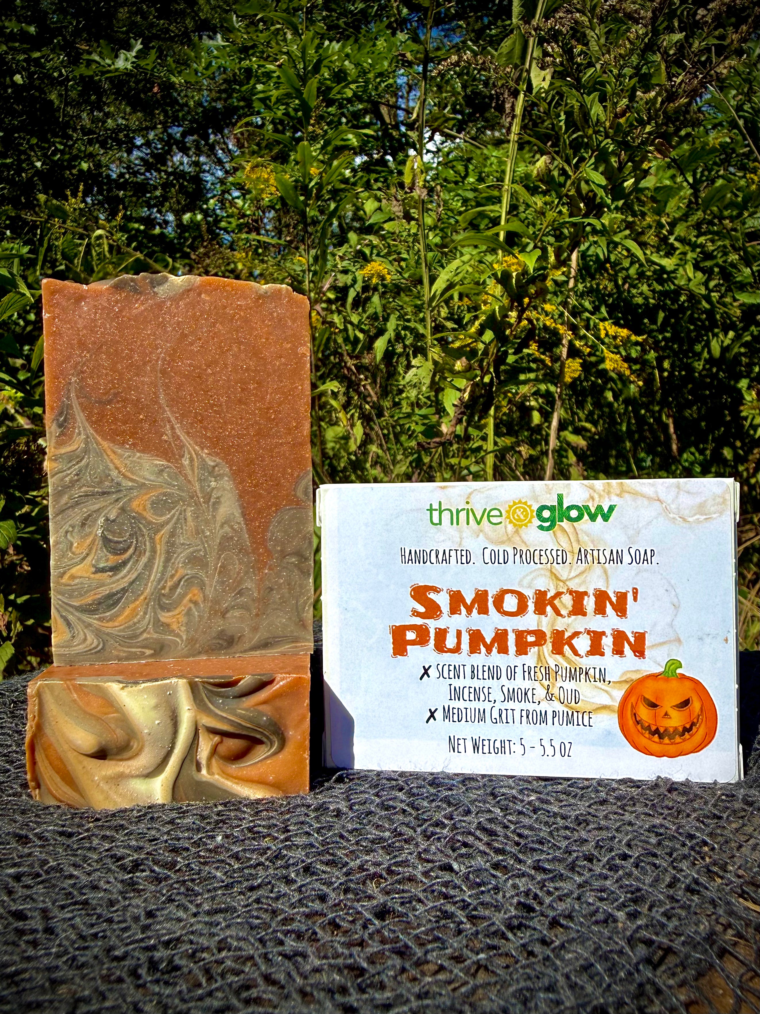 Smokin' Pumpkin Soap (Med Grit, scent notes:  Fresh pumpkin, smoke, incense, oud)