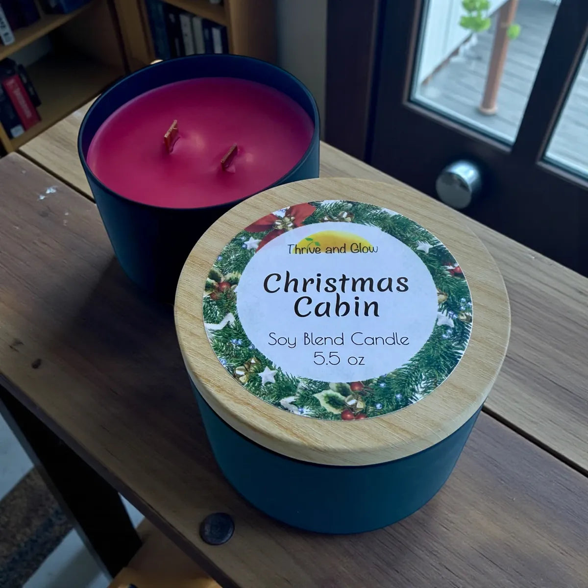 Christmas Cabin Soy Blend Candle (crackling wood wick)