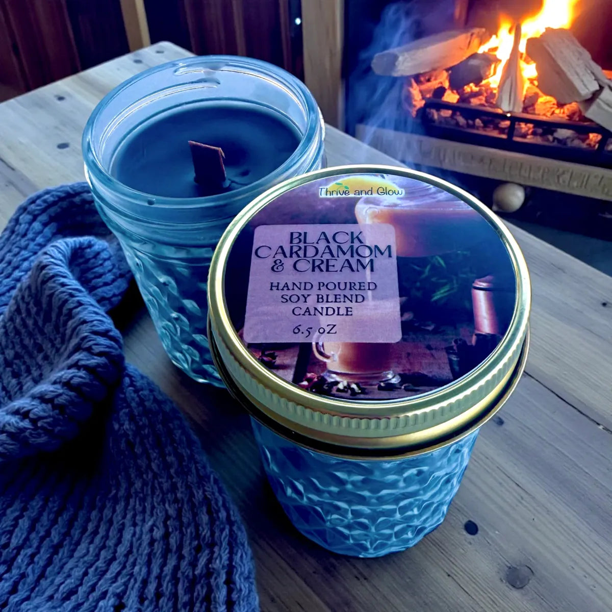 Black Cardamom & Cream Soy Blend Candle (crackling wood wick)