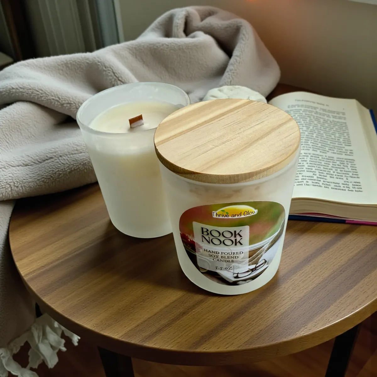 Book Nook Soy Blend Candle (crackling wood wicks)