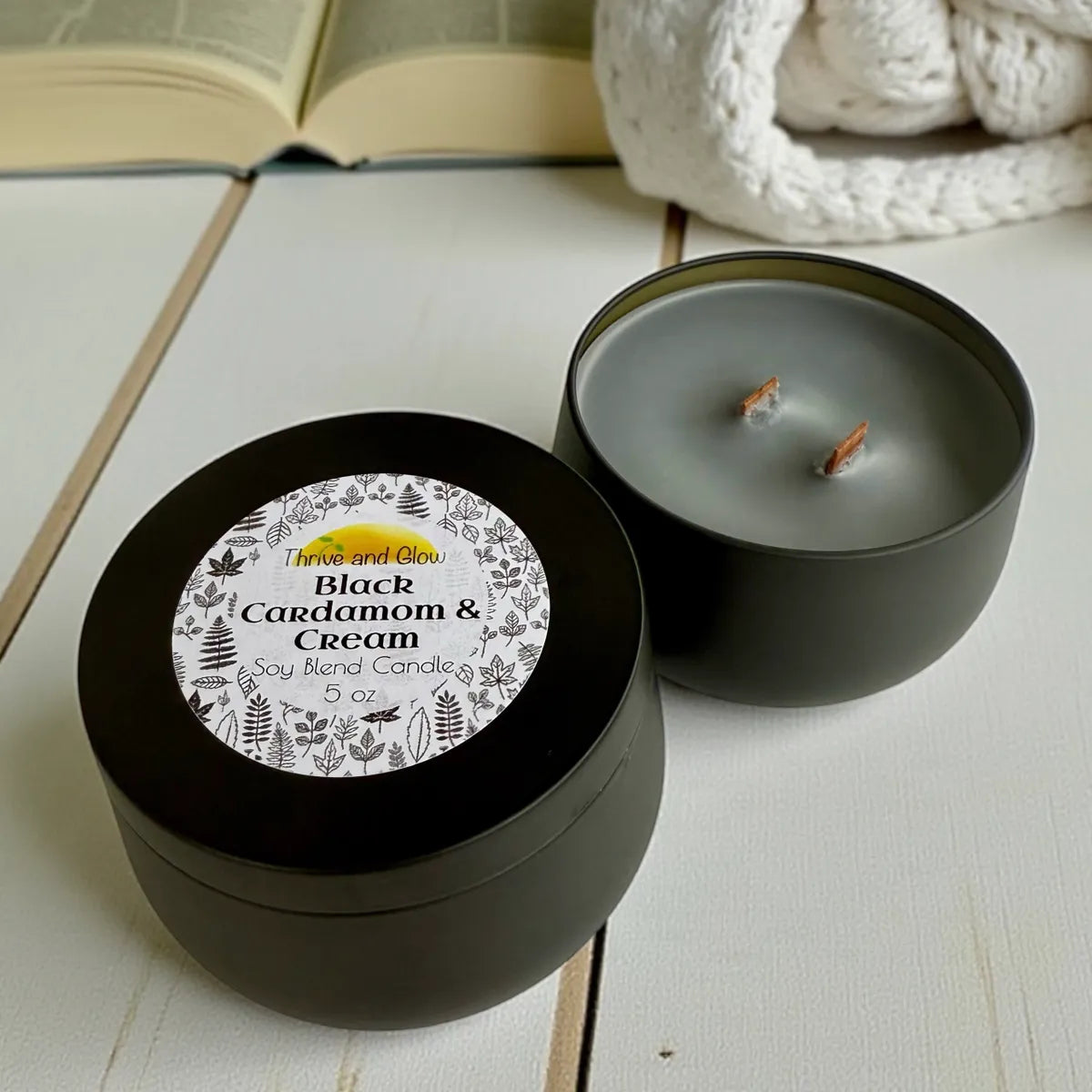 Black Cardamom & Cream Soy Blend Candle (crackling wood wick)